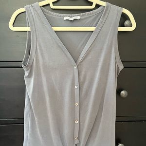 Grey Green Envelope Tank Top with Front Tie